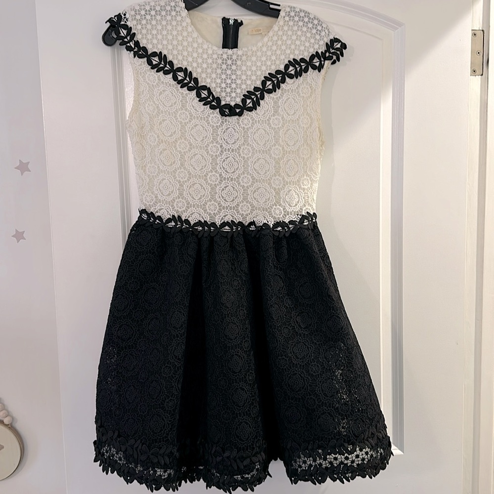 Black and white lace dress